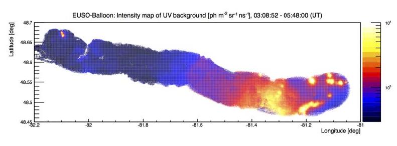 he intensity map of UV background in photons m-2sr-1ns-1 in logarithmic scale